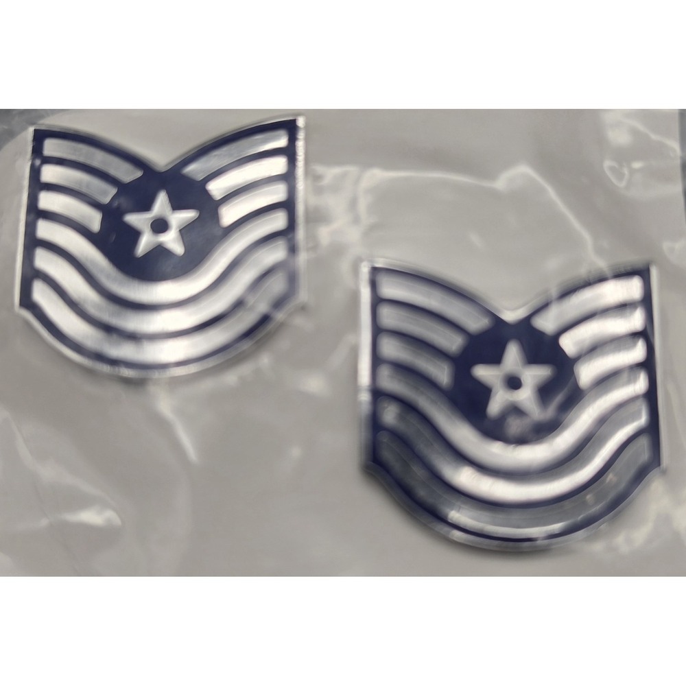 Vintage 1985 USAF Master Sergeant E-7 Rank Insignia Pair Metal Pins NSN 8455